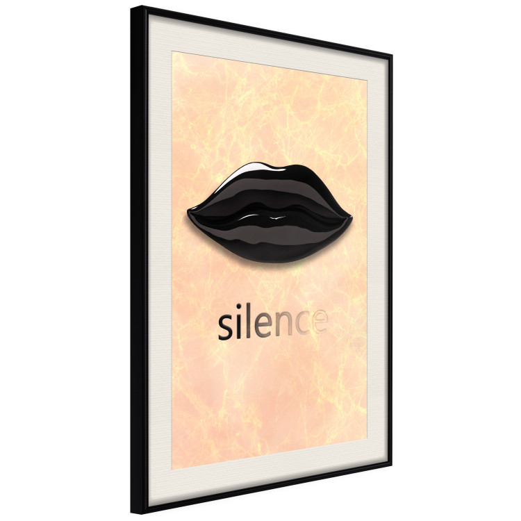 Poster Sweet Silence - English text and black glossy lips 125722 additionalImage 3