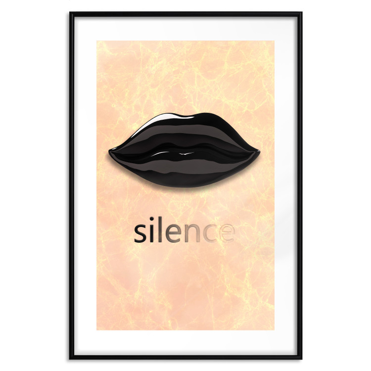Poster Sweet Silence - English text and black glossy lips 125722 additionalImage 16