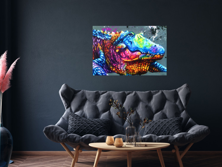 Canvas Print Colourful Alligator (1 Part) Wide 127022 additionalImage 3