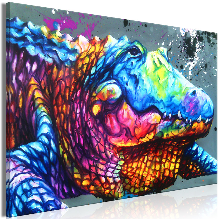 Canvas Print Colourful Alligator (1 Part) Wide 127022 additionalImage 2