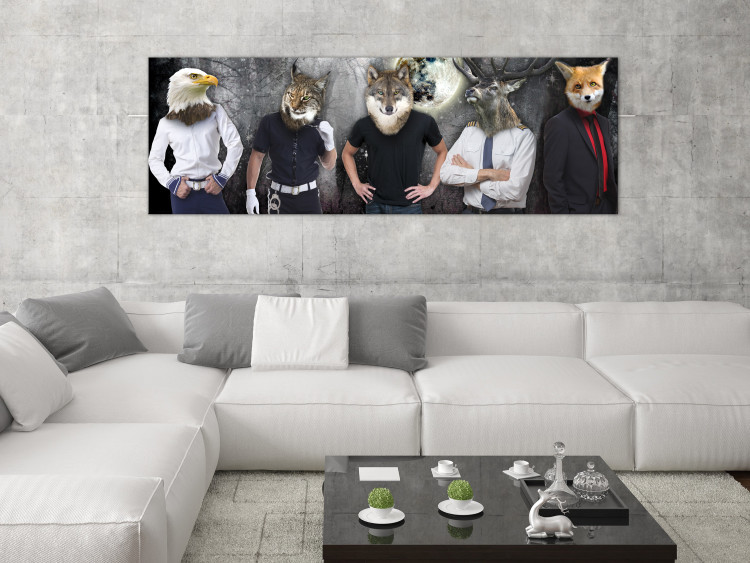 Canvas Animal faces - humen figures with animal heads on moon background 128522 additionalImage 3