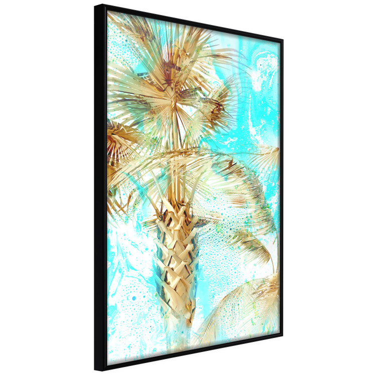 Poster Forbidden Paradise - tropical blue landscape with golden palm trees 131822 additionalImage 11