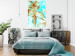 Poster Forbidden Paradise - tropical blue landscape with golden palm trees 131822 additionalThumb 2