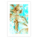 Poster Forbidden Paradise - tropical blue landscape with golden palm trees 131822 additionalThumb 17