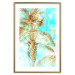 Poster Forbidden Paradise - tropical blue landscape with golden palm trees 131822 additionalThumb 16