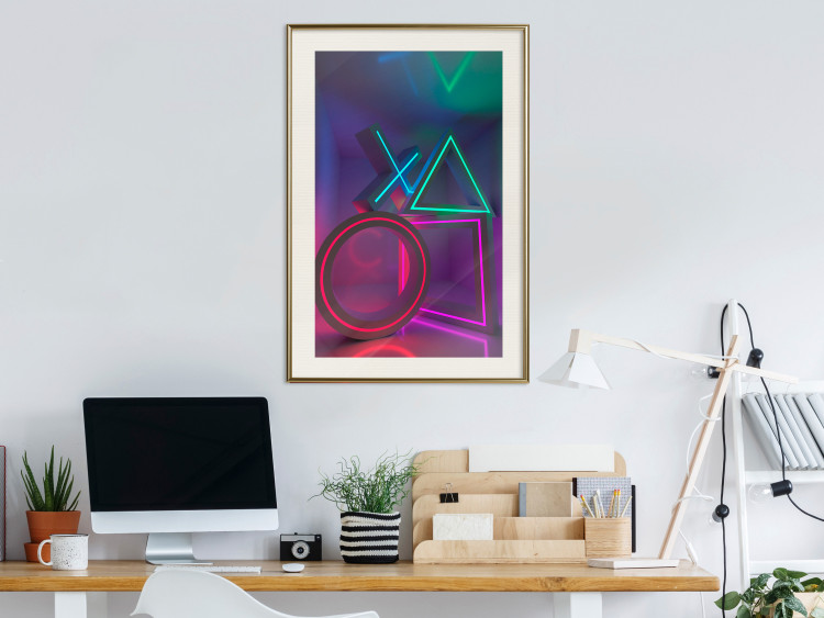 Wall Poster Winning Zone - geometric figures with colorful neon inserts 131922 additionalImage 22