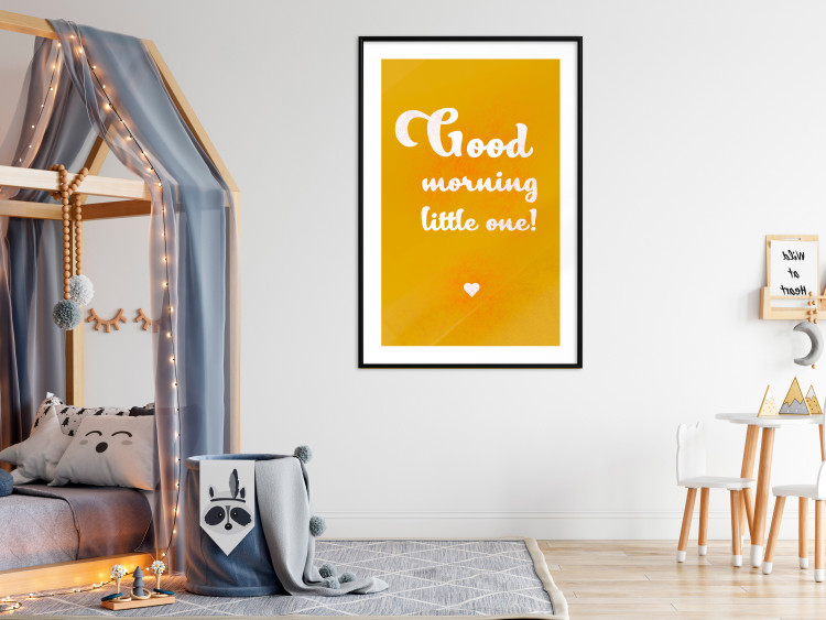 Wall Poster Good Morning Little One - white English text on a yellow background 135722 additionalImage 6