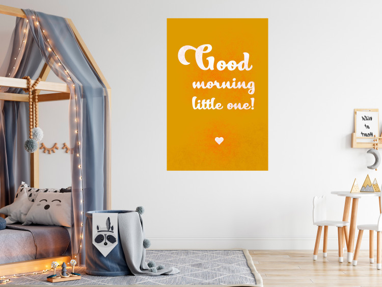 Wall Poster Good Morning Little One - white English text on a yellow background 135722 additionalImage 12