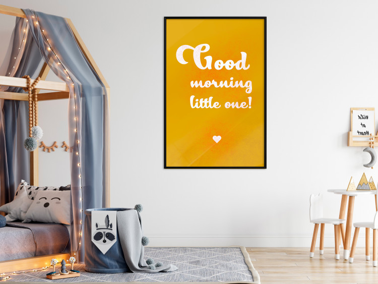 Wall Poster Good Morning Little One - white English text on a yellow background 135722 additionalImage 7