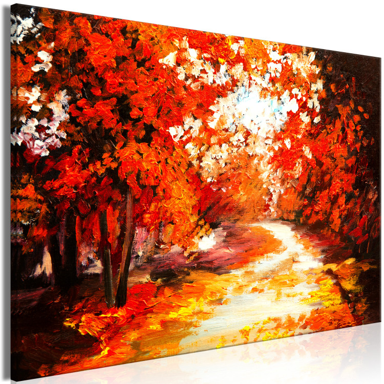 Canvas Art Print Autumnal Road Between Trees - Impressionistic Landscape 135922 additionalImage 2