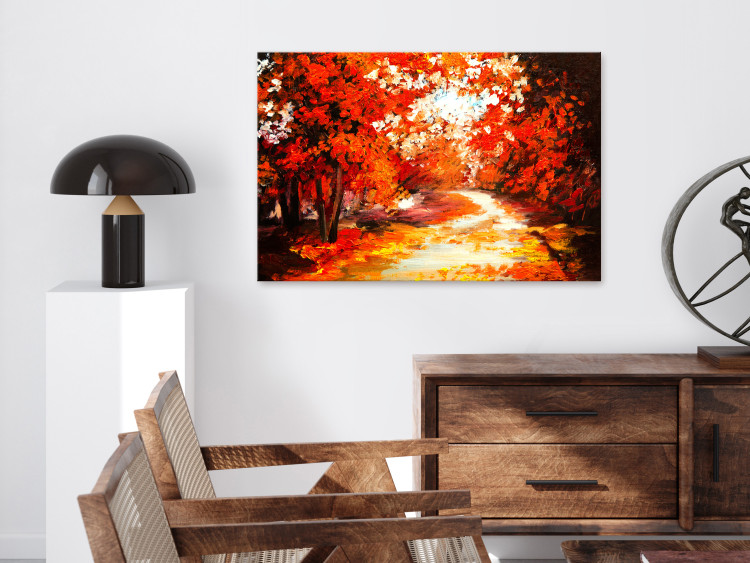 Canvas Art Print Autumnal Road Between Trees - Impressionistic Landscape 135922 additionalImage 3
