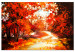 Canvas Art Print Autumnal Road Between Trees - Impressionistic Landscape 135922