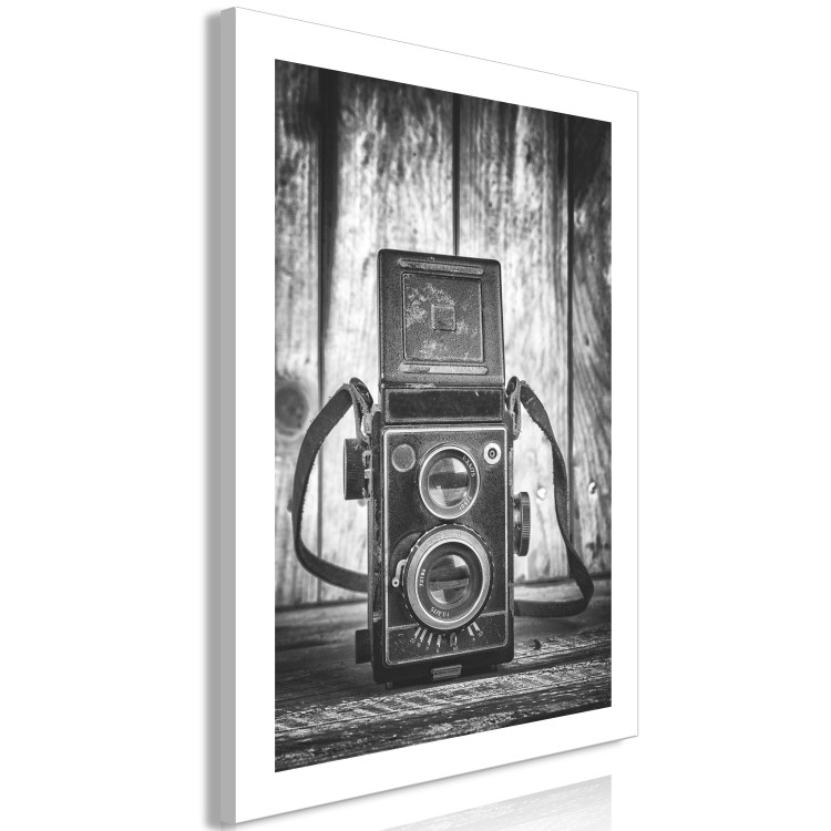 Canvas Art Print Old camera - black and white retro style composition with boards 137222 additionalImage 2