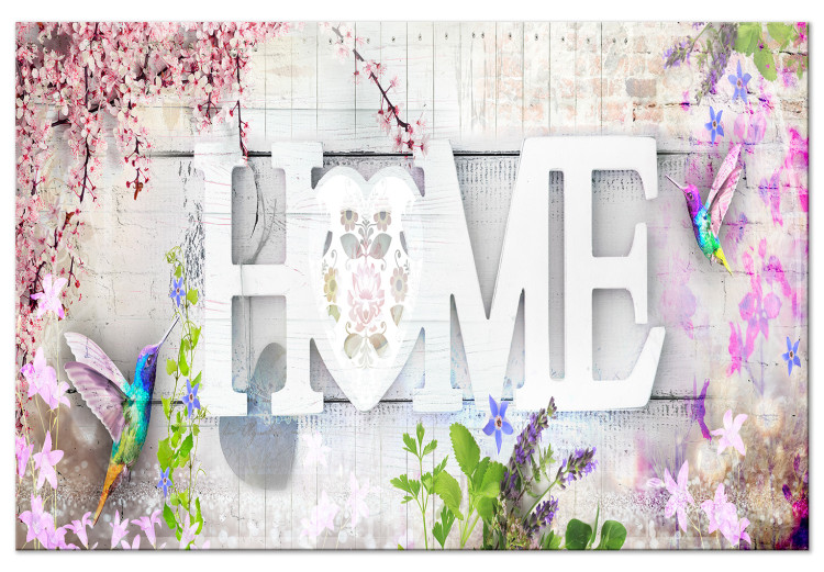 Large canvas print Home and Hummingbirds - Pink [Large Format] 137622