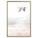 Poster Crane Flight - landscape of a bird flying against a white sky in a watercolor motif 137922 additionalThumb 2