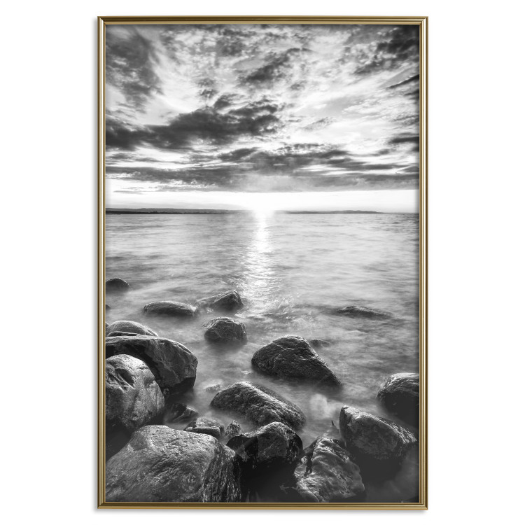 Poster Scandinavian Morning - black and white seascape against sky 138722 additionalImage 17