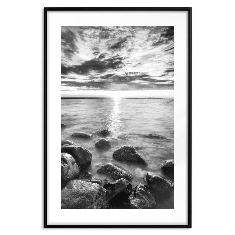Poster Scandinavian Morning - black and white seascape against sky 138722 additionalImage 15
