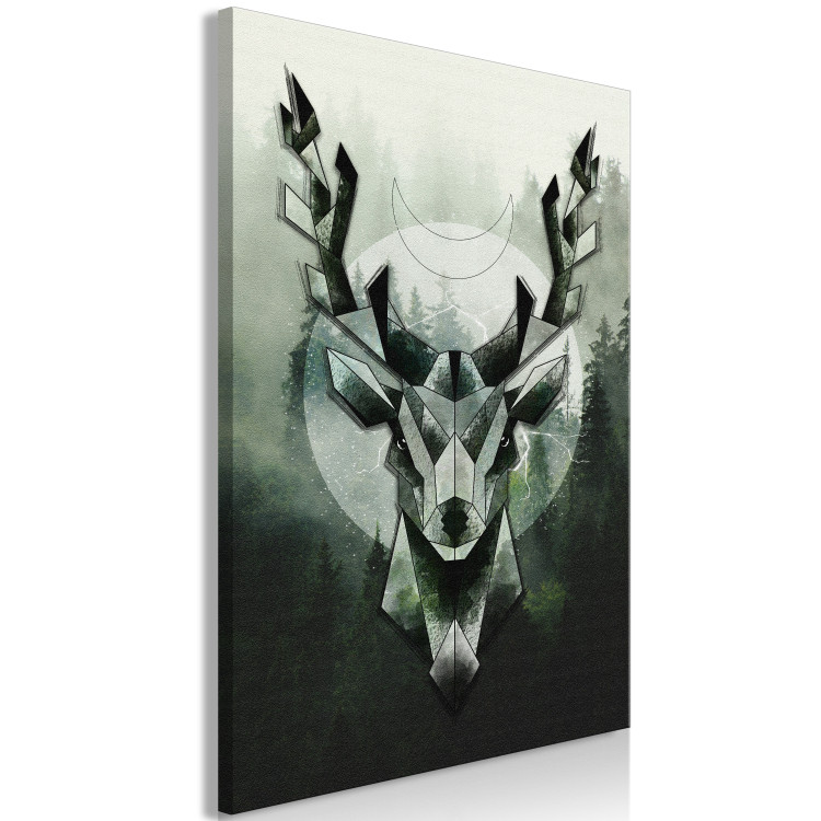 Canvas Print Green Deer and Forest (1-piece) Vertical - geometric abstraction 143722 additionalImage 2