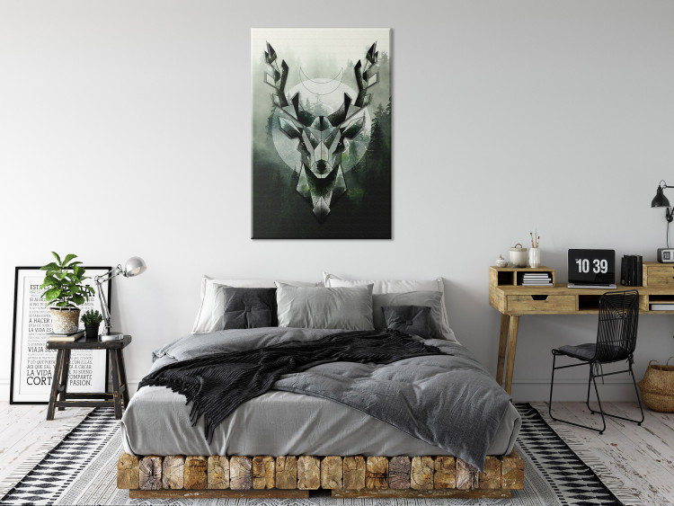 Canvas Print Green Deer and Forest (1-piece) Vertical - geometric abstraction 143722 additionalImage 3