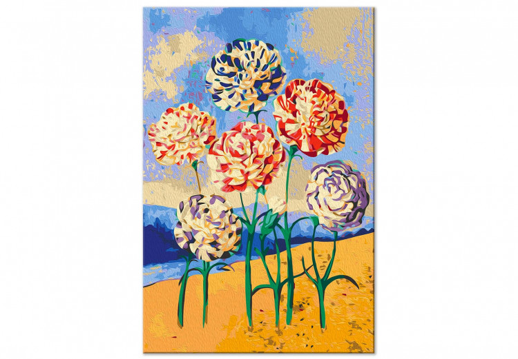 Paint by number Delicate Carnations - Colorful Flowers, Sand, Water and Green Leaves 144522 additionalImage 4