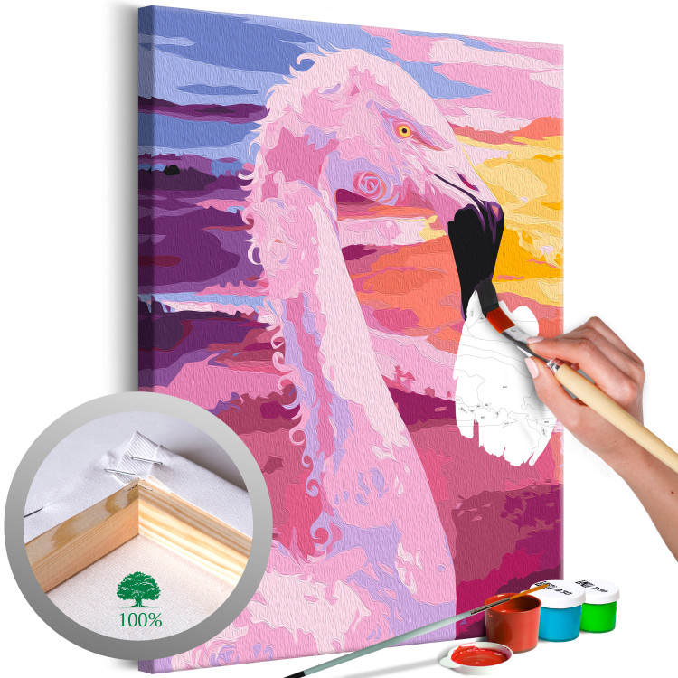 Paint by number Candy Flamingo - Pink Bird on a Colorful Expressive Background 144622