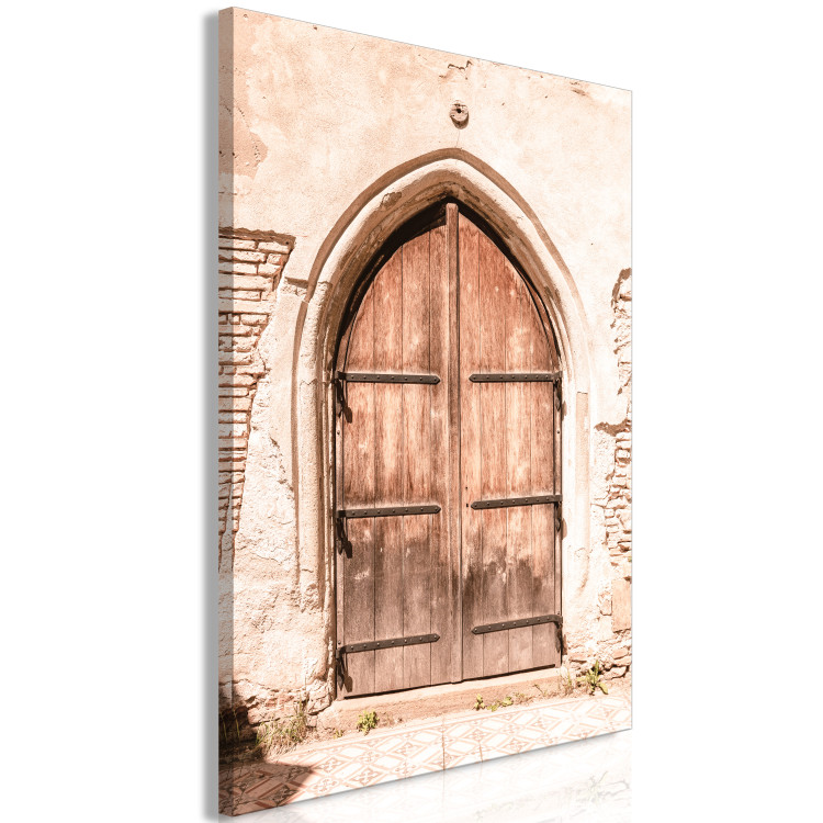 Canvas Print Mysterious Gates (1-piece) - urban landscape with a wooden gate 145222 additionalImage 2