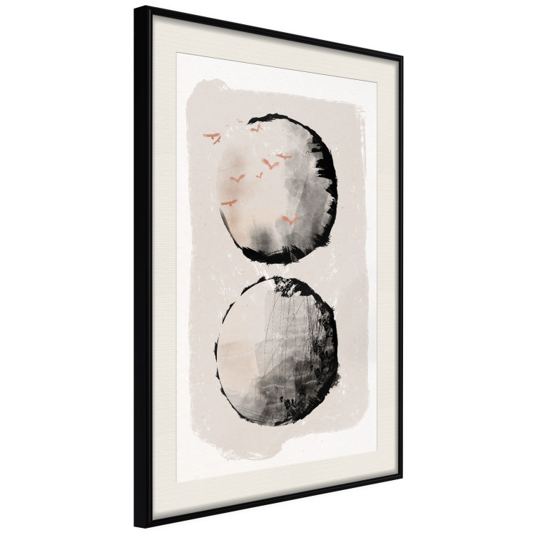 Wall Poster Two Moons - Expressive Circles in Beige and Black Tones 145322 additionalImage 4