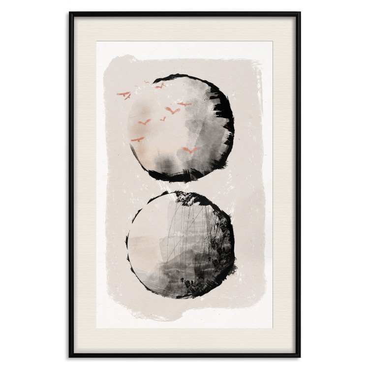 Wall Poster Two Moons - Expressive Circles in Beige and Black Tones 145322 additionalImage 20