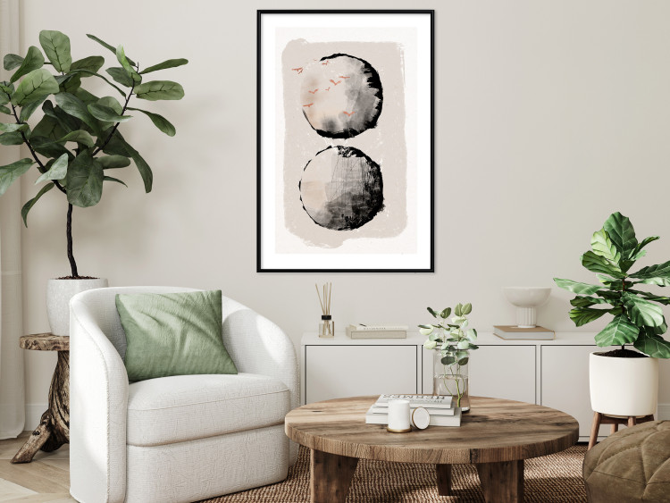 Wall Poster Two Moons - Expressive Circles in Beige and Black Tones 145322 additionalImage 13