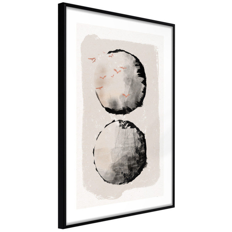 Wall Poster Two Moons - Expressive Circles in Beige and Black Tones 145322 additionalImage 8