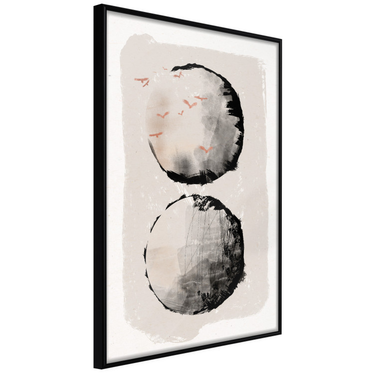 Wall Poster Two Moons - Expressive Circles in Beige and Black Tones 145322 additionalImage 6