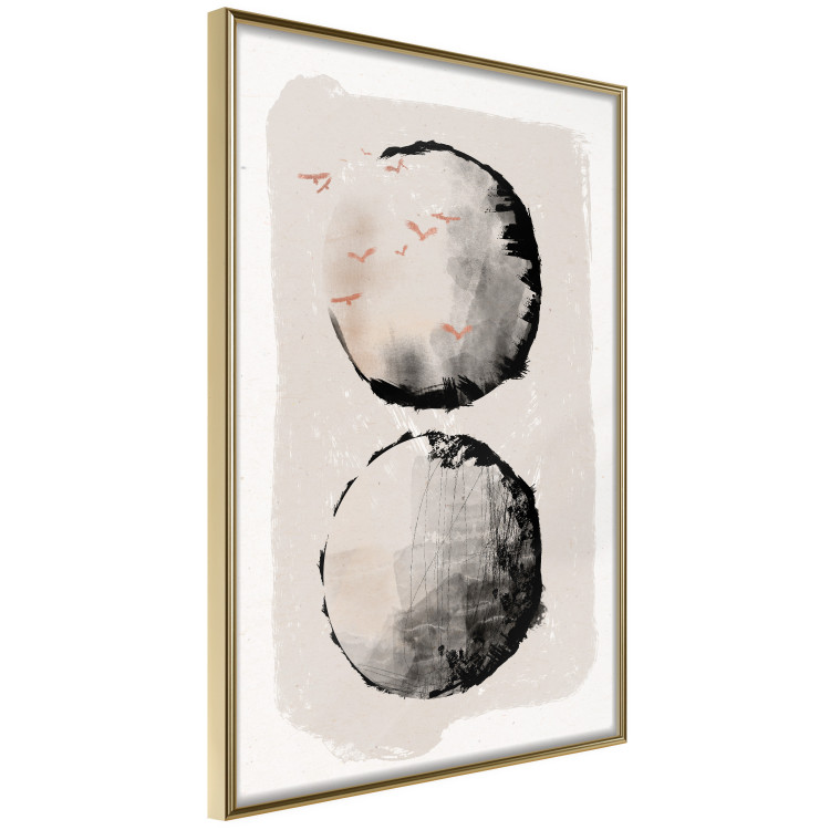 Wall Poster Two Moons - Expressive Circles in Beige and Black Tones 145322 additionalImage 10