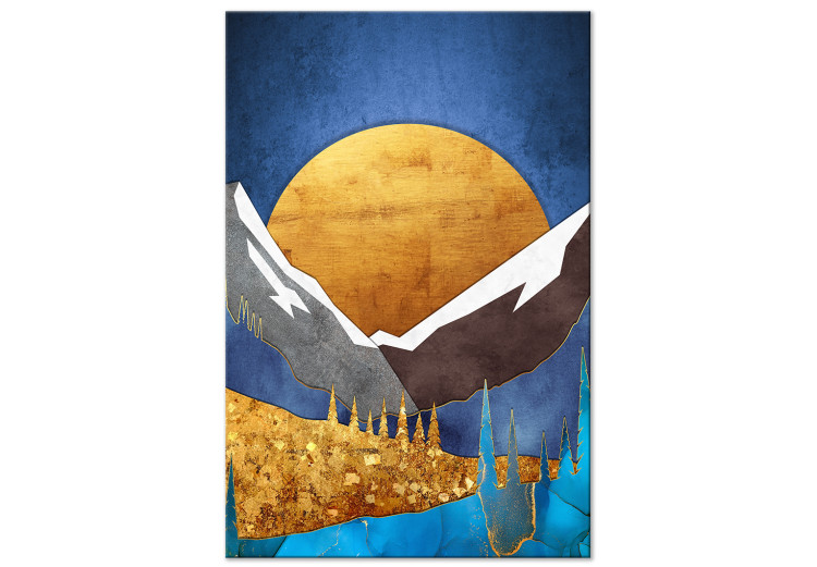 Canvas Print Great Shine - Graphics With Mountains Against the Backdrop of a Great Sunset 145522