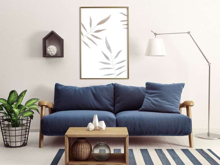 Poster Watercolor Leaves - Gray and Brown Painted Plants on a White Background 146322 additionalImage 9