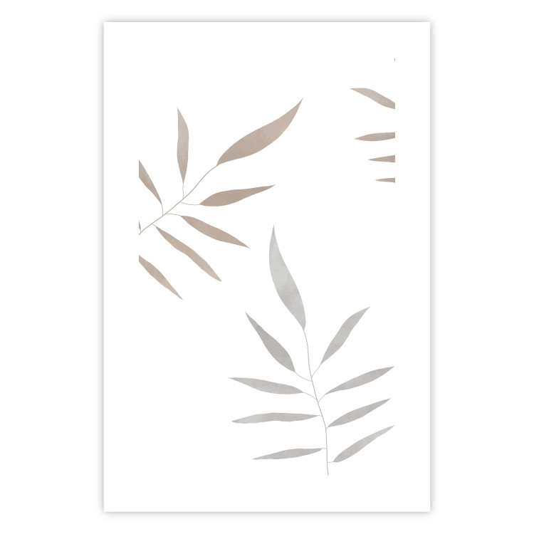Poster Watercolor Leaves - Gray and Brown Painted Plants on a White Background 146322 additionalImage 18