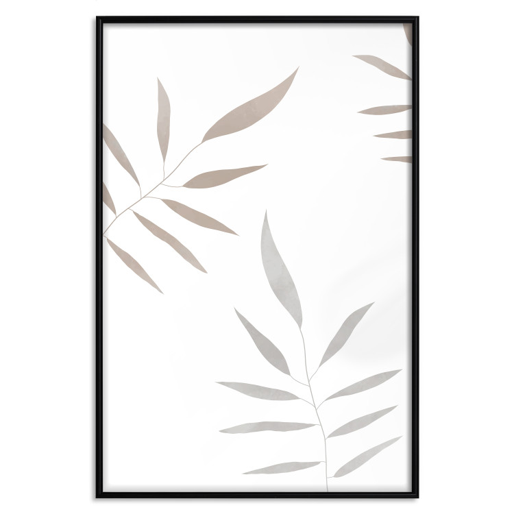 Poster Watercolor Leaves - Gray and Brown Painted Plants on a White Background 146322 additionalImage 17