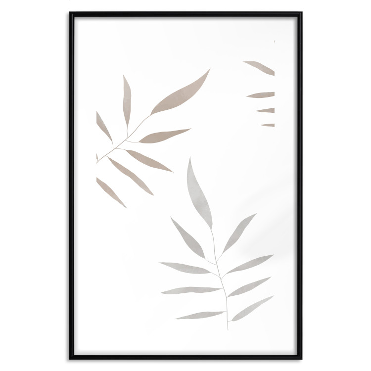 Poster Watercolor Leaves - Gray and Brown Painted Plants on a White Background 146322 additionalImage 20