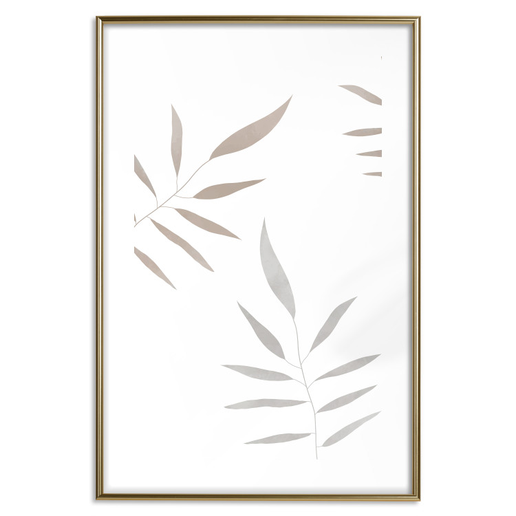 Poster Watercolor Leaves - Gray and Brown Painted Plants on a White Background 146322 additionalImage 19