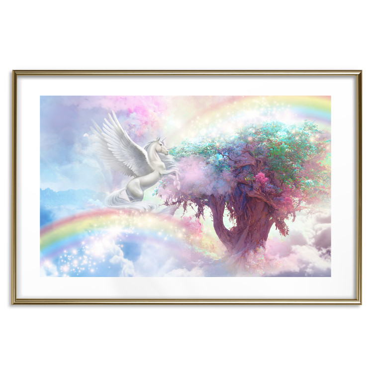 Poster Unicorn and Magic Tree - Fantasy and Rainbow Land in the Clouds 148822 additionalImage 25