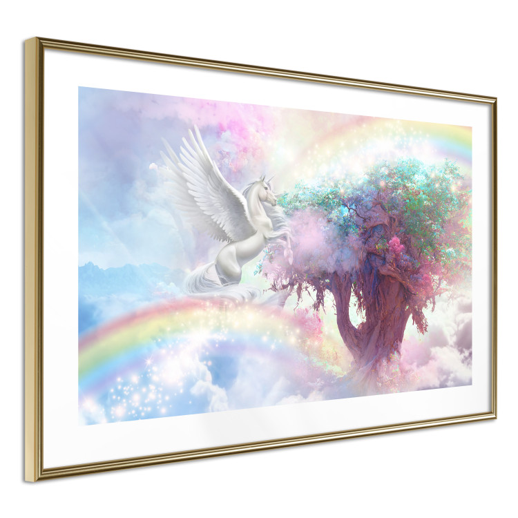 Poster Unicorn and Magic Tree - Fantasy and Rainbow Land in the Clouds 148822 additionalImage 7