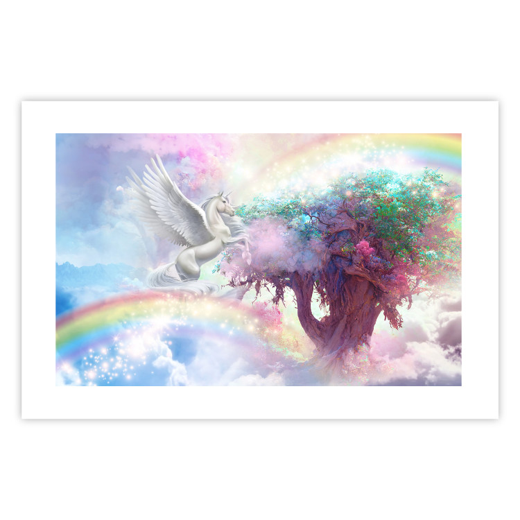 Poster Unicorn and Magic Tree - Fantasy and Rainbow Land in the Clouds 148822 additionalImage 22