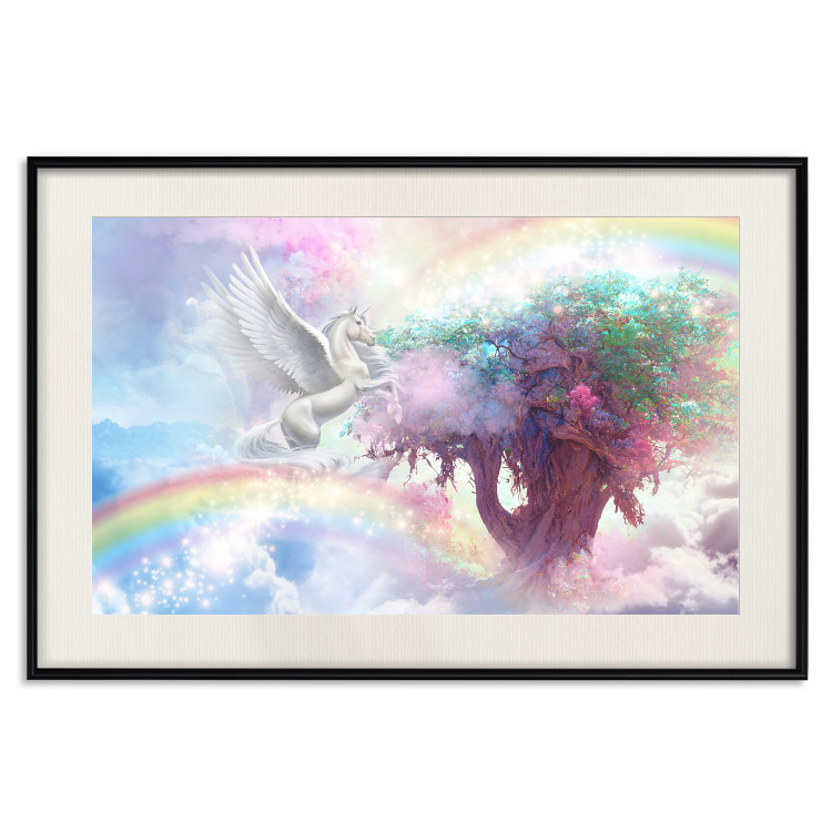 Poster Unicorn and Magic Tree - Fantasy and Rainbow Land in the Clouds 148822 additionalImage 26