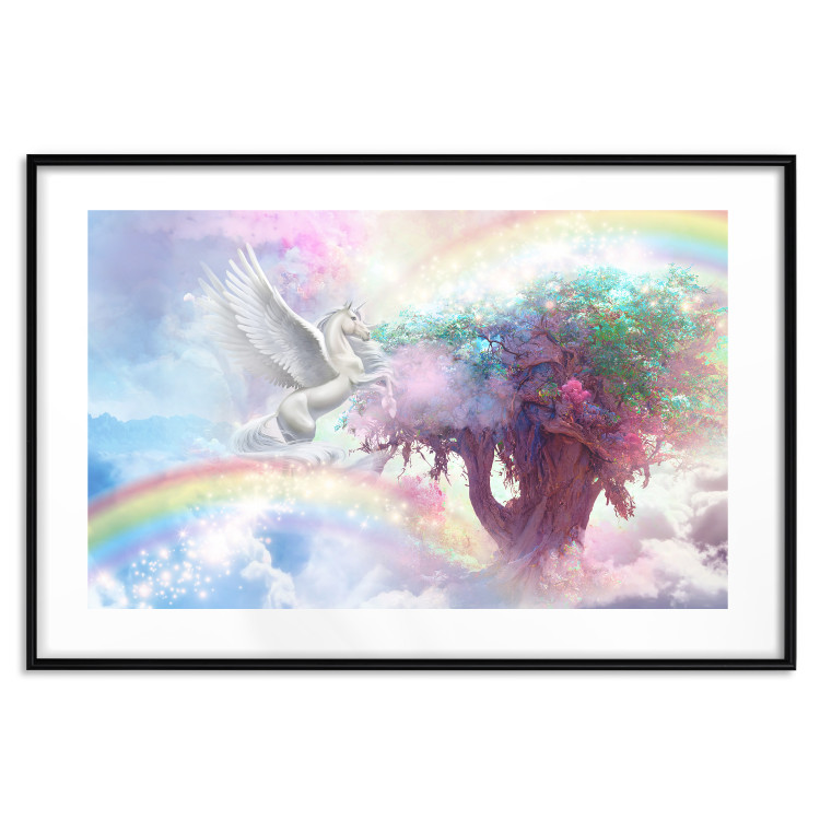Poster Unicorn and Magic Tree - Fantasy and Rainbow Land in the Clouds 148822 additionalImage 24