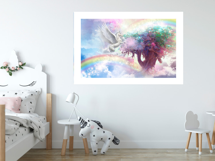 Poster Unicorn and Magic Tree - Fantasy and Rainbow Land in the Clouds 148822 additionalImage 11