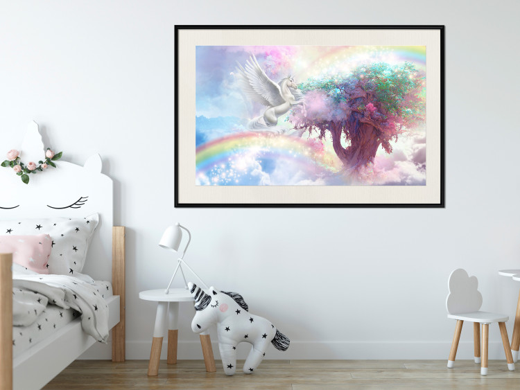 Poster Unicorn and Magic Tree - Fantasy and Rainbow Land in the Clouds 148822 additionalImage 17