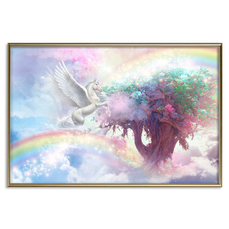 Poster Unicorn and Magic Tree - Fantasy and Rainbow Land in the Clouds 148822 additionalImage 23