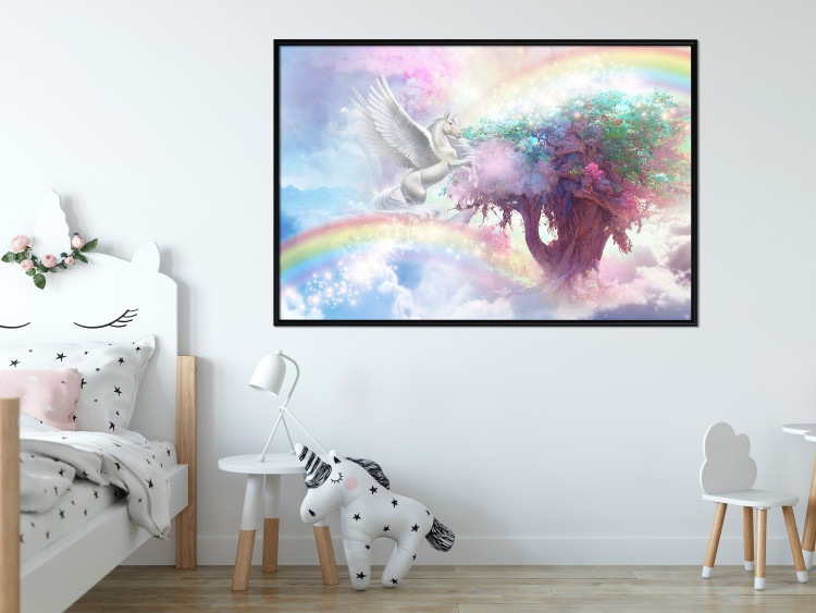 Poster Unicorn and Magic Tree - Fantasy and Rainbow Land in the Clouds 148822 additionalImage 12