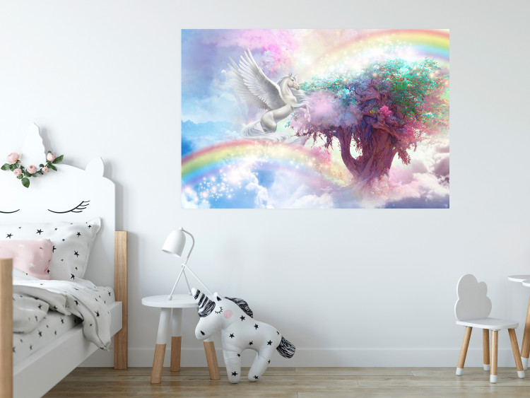 Poster Unicorn and Magic Tree - Fantasy and Rainbow Land in the Clouds 148822 additionalImage 13