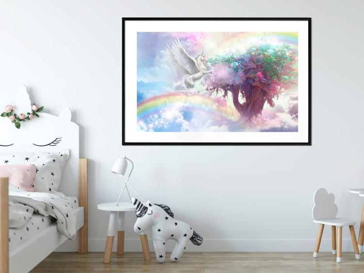 Poster Unicorn and Magic Tree - Fantasy and Rainbow Land in the Clouds 148822 additionalImage 15