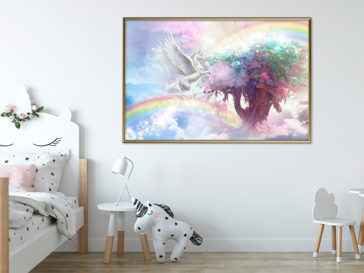 Poster Unicorn and Magic Tree - Fantasy and Rainbow Land in the Clouds 148822 additionalImage 14